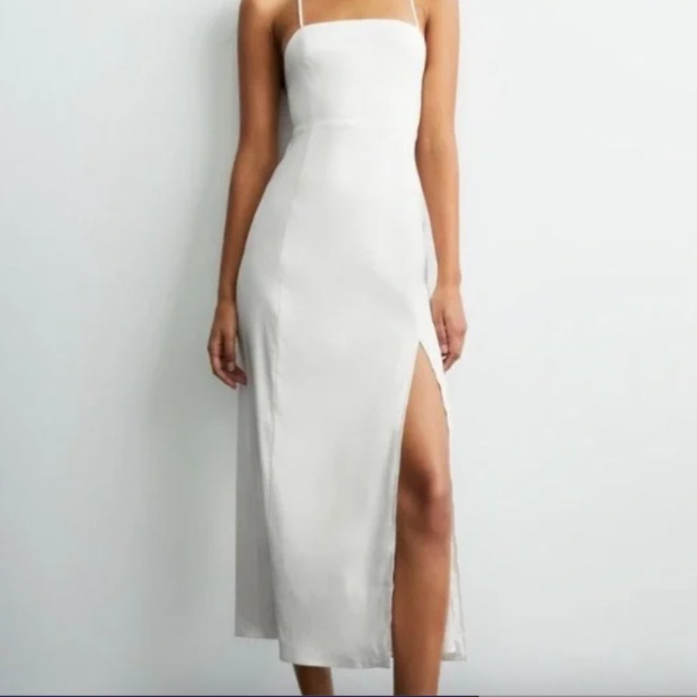Zara White Linen Backless Maxi Dress